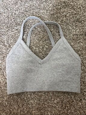 ALO Yoga Light Gray Seamless V-Neck Sports Bralette
